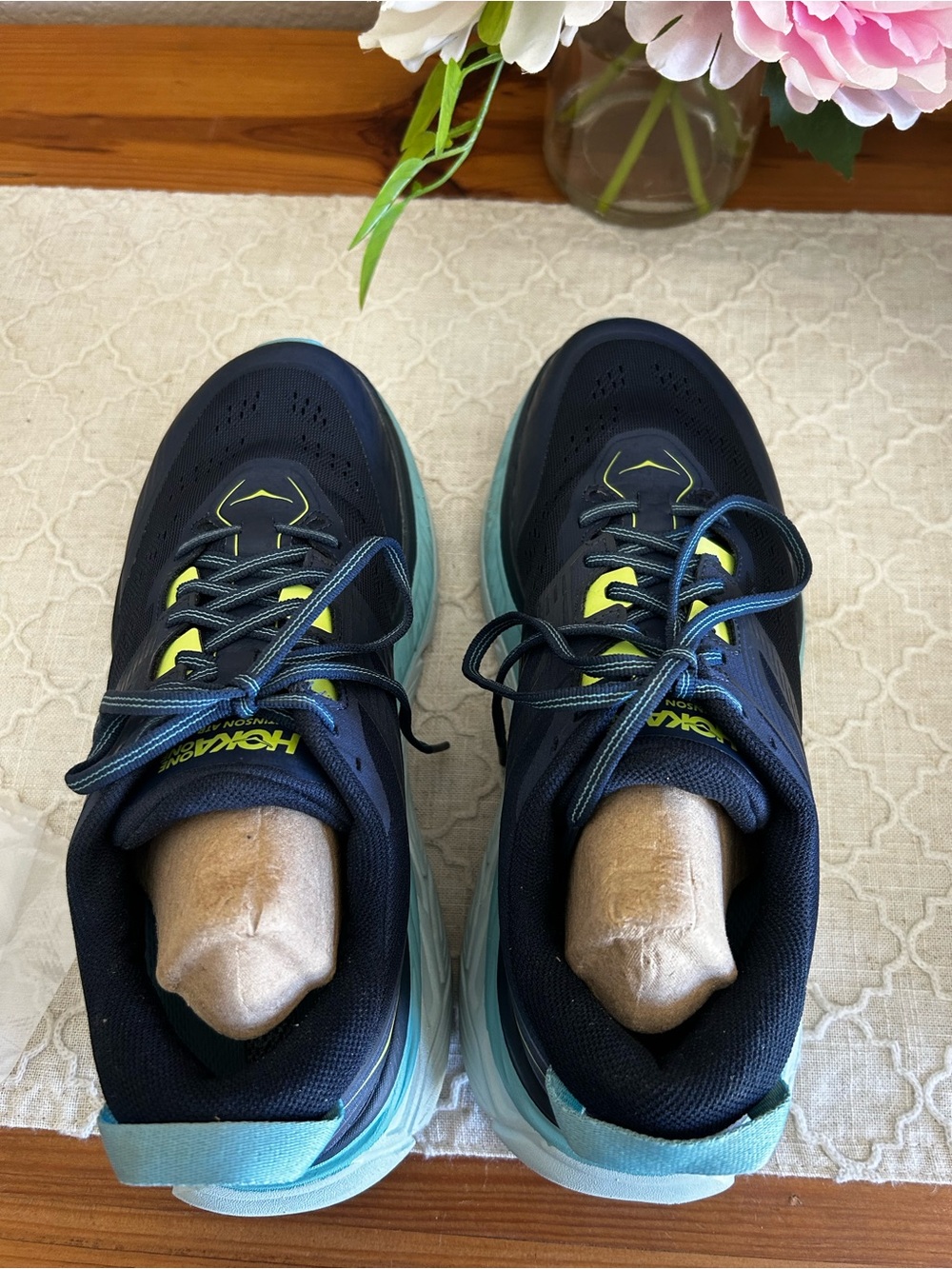Hoka One One Stinson ATR 6 Women's Navy, Light Blue,Neon Yellow Running Shoes - Picture 16 of 16